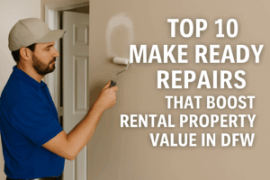 Handyman performing make ready repairs in a Dallas rental property to prepare for new tenants